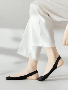 4双装女士浅口隐形袜 - 海绵加厚隐形船袜，防滑设计，适合搭配高跟鞋及其他服饰，春夏款