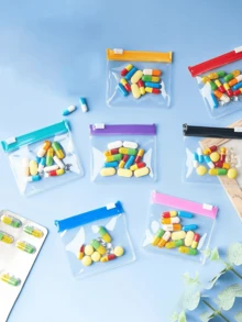 Mini 6-Compartment Portable Pill Box, 6-Slot Small Pill Box, Pink Small Pill Box (With "Medicine" Letter), 6-Day Pill Box, Letter Travel Pill Box, 6-Compartment Portable Pill Box, Daily Vitamin Pill Box, Wallet-Style Small Pill Box, Letter Pendant Storage Box, Earring, Ring, Jewelry Storage Box, Essential For Dorm, Home, Travel - Multicolor - View 9