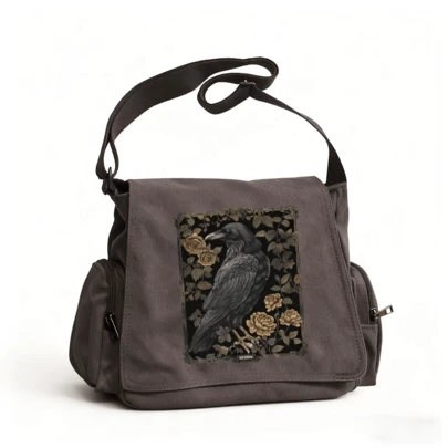 Large Capacity Crow Print Shoulder Bag, Retro Flap Tote Crossbody Messenger Handbag Unisex, Suitable For Various Occasions - Shopping, Travel, Dining, Gifts, Large Crossbody Bag, Small Ladies Handbag, High-Quality Women's Backpack, Elegant Mini Shoulder Bag, Durable Fabric Material, Fashionable , Laptop Case, School Bag, College-Style Student Attire Shoulder Bag, Suitable For Work, School, And Outdoor Activities