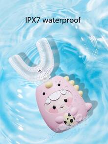 1支儿童U型电动牙刷，配1个刷头（电池容量：150mAh），5种模式，自动360°清洁，轻柔震动，卡通恐龙图案，IPX7级防水设计，让沐浴时光充满乐趣，同时保护牙龈，是圣诞节的理想礼物。 - 彩色 - 查看 5