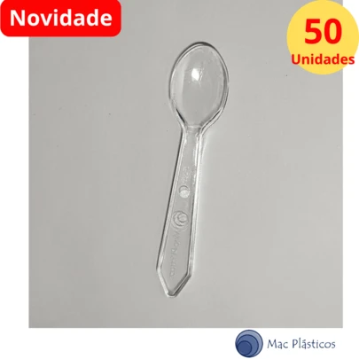 50 Unid Mini Colher Cristal ou Branca para Sobremesas - marca MacPlásticos