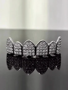 ZEIRLLZ 1pc/2pcs Street Hip-Hop Braces Large Plated With 18K Gold Teeth Grilz Grills Teeth Micro Inlaid Jewelry For Men And Women Inlaid 5A Zirconia Easter Halloween Party - Multicolor - View 2