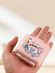 Mini 6-Compartment Portable Pill Box, 6-Slot Small Pill Box, Pink Small Pill Box (With "Medicine" Letter), 6-Day Pill Box, Letter Travel Pill Box, 6-Compartment Portable Pill Box, Daily Vitamin Pill Box, Wallet-Style Small Pill Box, Letter Pendant Storage Box, Earring, Ring, Jewelry Storage Box, Essential For Dorm, Home, Travel - Multicolor - View 4