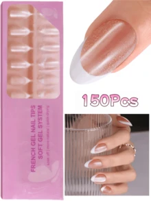 150 miếng dán móng tay hình mắt mèo kiểu Pháp màu nâu lấp lấp lánh, chất lượng salon, mềm dẻo, có thể tháo rời, 15 kích cỡ móng. - màu nâu - Xem 8