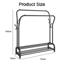 Lislark White Heavy Double Clothes Rail Hanging Rack Garment Display Stand Storage Shelf, Strong Support And Durability, Clean And Simple, Suitable For Any Style Of Living Space - Black - View 5