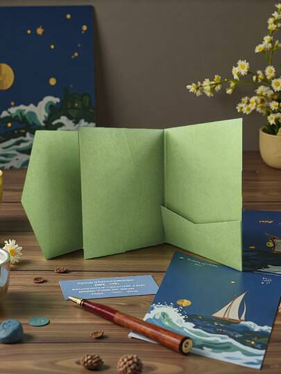 Kerstmis 25-delige drievoudige zak lichtgroene huwelijksuitnodigingshoes Verloving Verjaardag Doop Eenvoudige uitnodigingen Envelop DIY-uitnodiging Aangepaste uitnodiging Saliegroene zakuitnodiging Aangepaste uitnodiging Beste cadeaus Bruiloftsdecoratie Woondecoratie Kamerdecoratie Feestdecoratie Nieuwjaarscadeau