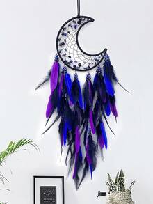 1 件月亮仿珍珠水晶片捕梦网壁挂装饰，手工制作的风铃适合家庭、书房、阳台、婚礼派对装饰（羽毛为人造）节日装饰拉玛、家居装饰、房间装饰、墙壁装饰礼物生日毕业 - 月亮碎石 - 查看 12