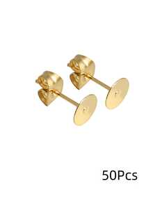 50颗3-12毫米不锈钢金色耳钉，带耳钉背扣，适用于DIY珠宝制作材料 - 金色 - 查看 4