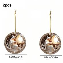 1 pièce Scène de la Nativité 2D à simple face en acrylique rond, décoration de sapin de Noël, décoration de maison, cadeau, ornement plat en acrylique à suspendre au rétroviseur de la voiture, convient pour la famille et les amis, pour un usage quotidien et les rassemblements à la maison - Beige - Voir 10