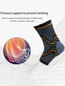 This 1-Pack Of High-Elasticity, 3D-Woven, Breathable, Moisture-Wicking Sports Ankle Supports Features A Tech-Inspired Design With Black, Blue, And Orange Geometric Stripes. It Provides Dual Protection, Relieving Ankle Pressure And Offering Support During Exercise. - Multicolor - View 4
