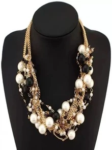 European And American New Fashion Pearl Necklace Collarbone Chain - Black - View 4