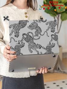 1pc Black Leopard Print Transparent Ultra-Thin Acrylic Laptop Protective Case, Matte Anti-Fingerprint, All-Round Anti-Drop, 2026 New 3D Cooling Holes Design, Suitable For Air13 2025/Pro 16 M4/M3/M2, Business Office Essential Protective Cover - Black - View 5