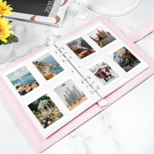 A5/A7 PU活页夹收藏册，含20个卡套，3英寸/5英寸环装明信片收纳册 - 白色/粉色 - 白色 - 查看 12