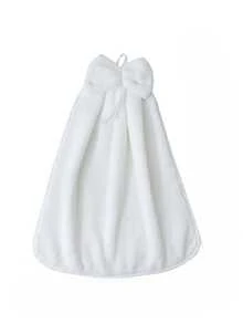 1/3件装珊瑚绒创意蝴蝶结柔软吸水带挂绳手巾清洁布家用小毛巾 - 白色 - 查看 10