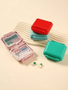 Mini 6-Compartment Portable Pill Box, 6-Slot Small Pill Box, Pink Small Pill Box (With "Medicine" Letter), 6-Day Pill Box, Letter Travel Pill Box, 6-Compartment Portable Pill Box, Daily Vitamin Pill Box, Wallet-Style Small Pill Box, Letter Pendant Storage Box, Earring, Ring, Jewelry Storage Box, Essential For Dorm, Home, Travel - Multicolor - View 5