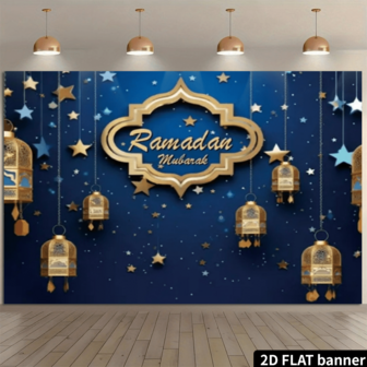 2d1pc Ramadan Mubarak Celebration Seasonal Backdrop Polyester