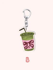 1個可愛抹茶蝴蝶結飲品吊飾/咖啡蝴蝶結飲品/可愛倉鼠拿咖啡吊飾，可用作日常包包配件、鑰匙圈、車鑰匙環等，抹茶與咖啡愛好者的完美禮物 - 彩色 - 查看 14