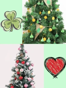 Cadeau pour couple, ornements d'arbre d'anniversaire de mariage, ornements en forme de cœur, boules de Noël en forme de cœur, décorations suspendues pour la Saint-Valentin, décorations d'arbre. Décorations de la Saint-Patrick, mini-ornements de trèfle et pièces d'or pour petit arbre, porte-bonheur trèfle à trois feuilles, ornements irlandais pour la Saint-Patrick - Trois ensembles de décoration des Fêtes - Voir 4