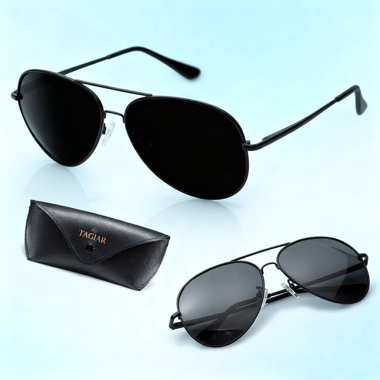 Lentes De Sol Polarizadas Para Hombre Caballero Tagiar Uv400 polarizadas con protección UV400, espejo, para hombres y mujeres, ideales para pesca, conducción, verano, playa y viajes - Negro - Añade 10