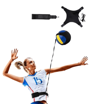 1-delat volleybollträningsset: Allt-i-ett volleybollträningsutrustning med returtränare för serve-, spik- och passningsövning, lämplig för nybörjare till professionella spelare, volleybollträningshjälpmedel med justerbar design för att förbättra färdigheterna genom soloträning och realistisk simulering