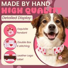 Elegant Tail Design Valentine's Day Dog Collar, Pink Heart Shaped Adjustable Cute Pet Collar With Quick Release Buckle - Baby Pink - View 3