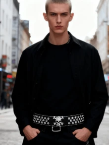 1 chiếc thắt lưng nữ đính đá thời trang mới mùa đông 2025, phong cách châu Âu và Mỹ, thắt lưng, thắt lưng dài, thắt lưng ngoài trời phong cách denim - Nhiều màu B - Xem 2