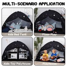 Kids Twin Size Bed Tent With Lights & Flags - Portable Foldable Canopy For Toddler Beds, Indoor Playhouse, Privacy Space For Boys & Girls, Perfect Gift For Bedroom Decor(Black Star) - 黑色星空 - 查看 8