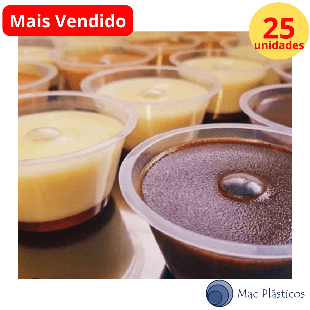 25 Unid Forminha 120ml com Tampa Forneável Para Pudim Cuscuz Marca MacPlásticos