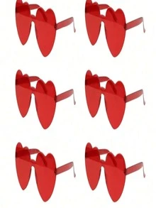 12pcs Heart Shaped Party Glasses, Colorful Candy Heart Rimless Glasses, Festival Accessories, Unisex Heart Photo Booth Glasses, Mother's Day, Graduation, Party, Valentine's Day, Wedding - Red - View 13