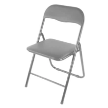 Folding Chairs, Faux Leather Foldable Chairs With Metal Frame And Padded Seat, Easy To Fold And Store For Home, Office, Dining And Reception - Grey - View 2