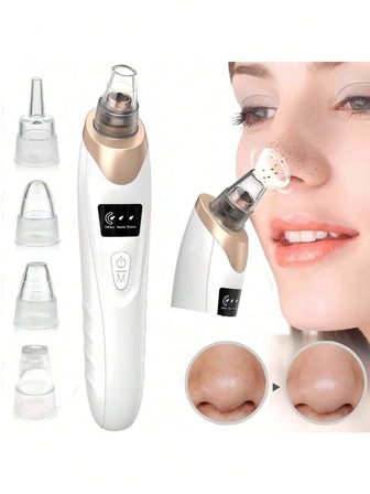 1 Blackhead Remover Pore Vacuum Cleaner, Facial Pore Cleaner, 5 Suction Heads, 3 Suction Forces, Blackhead Remover Pore Vacuum Cleaner USB Rechargeable Facial Pore Cleaner Adult Extraction Tool Multifunctional Cleaning Instructions