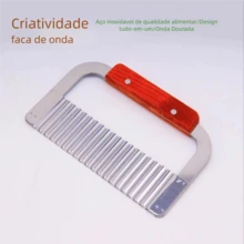 Corte Batata Ondulada para Cozinha - Aço Inox Durável, Ideal para Legumes e Chips - Multicolorido - Visão 3