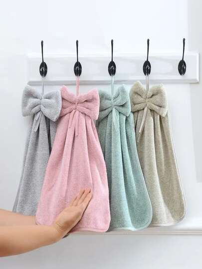 1/3 st korall sammet kreativ rosett mjukt absorberande bälte hängande rep handdukar handdukar rengöringsduk hushållssmå handdukar