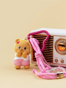 Official Butterbear Pink Daily Style Keychain Adorable Plush-Look PVC Pendant with Braided Lanyard Heart-Shaped Carabiner Fashion Bag Charm for Teens Daily Commute Gift - 粉紅色日常 - 查看 8