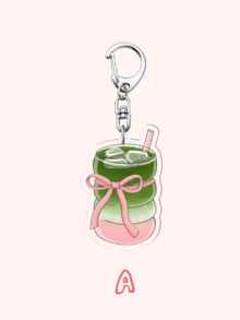 1個可愛抹茶蝴蝶結飲品吊飾/咖啡蝴蝶結飲品/可愛倉鼠拿咖啡吊飾，可用作日常包包配件、鑰匙圈、車鑰匙環等，抹茶與咖啡愛好者的完美禮物 - 彩色 - 查看 2