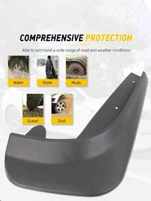 一套 4 个通用汽车挡泥板 - 前后轮保护器，采用耐用的 PP 材料制成，用于保护汽车的前后轮，适用于各种天气条件，易于安装，通用型，适用于紧凑型汽车和小型车辆，兼容欧洲及更多地区。