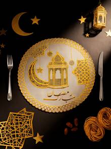4-12pcs Gold Foil Ramadan Placemats, Moon & Star Placemats For Home, Restaurant, Dining Table, Home Decor, Holiday Party, Easy To Clean, Wipe-Clean, Non-Slip, Elegant, Holiday Exclusive - Multicolor - View 5