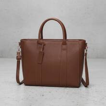 Large Structured Tote Bag For Women With Crossbody Strap, Premium Finish, Executive Style, Spacious And Comfortable - Coffee Brown - View 6