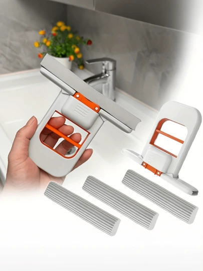 Multi-Functional Mini Mop, No-Wash Desktop Cleaner - Retractable, Mini Floor Suitable For Both Dry And Wet Use, Suitable For Kitchen, Living Room, Bathroom, Car Glass - Plastic Material, Ideal For Home Cleaning, Kitchen Cleaning Tool|Compact Design|Durable Plastic