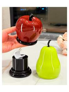 New Apple & Pear Shaped Cotton Swab Holder, High Cost-Effective, Cute Creative Design, Quality Toothpick & Cotton Swab Storage Box - Multicolor - View 3