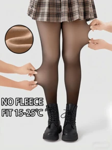 1 Pair Children's Leggings For Autumn And Winter, Girls' Black Transparent Stockings With Thick Velvet,Thermal Lined Tights, Winter Warm And Cold Resistant Pantyhose, Little Girls' Long Socks Suitable For -5 To 10 ℃