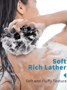 3pcs Ultra Soft Exfoliating Bath Sponges - Black Rose Design Mesh Scrubber, Rich Lather High-Quality Loofah Sponge For Home Use, Fashionable Packaging Bag, Body Cleaning Tool, Comfortable Bathing Essential, Self-Care Item