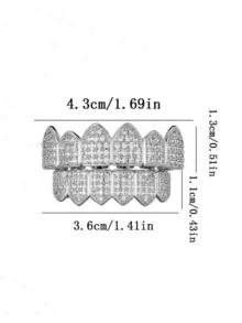 ZEIRLLZ 1pc/2pcs Street Hip-Hop Braces Large Plated With 18K Gold Teeth Grilz Grills Teeth Micro Inlaid Jewelry For Men And Women Inlaid 5A Zirconia Easter Halloween Party - Multicolor - View 5