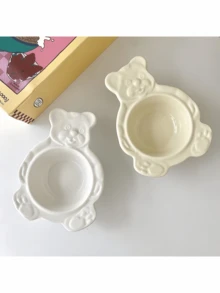 1pc Ceramic Ice Cream/Yogurt/Oatmeal Bowl, Cute Bear Dessert Bowl, Korean Ins Style Fruit Salad/Cereal Bowl, Ceramic Tableware, Ice Cream Cup, Dessert Cup, Afternoon Tea, Coffee Bar, Party Supplies, Home Decor, Holiday/Birthday/Couple Gift - Multicolor - View 4