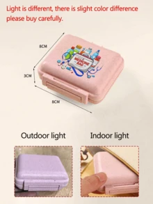Mini 6-Compartment Portable Pill Box, 6-Slot Small Pill Box, Pink Small Pill Box (With "Medicine" Letter), 6-Day Pill Box, Letter Travel Pill Box, 6-Compartment Portable Pill Box, Daily Vitamin Pill Box, Wallet-Style Small Pill Box, Letter Pendant Storage Box, Earring, Ring, Jewelry Storage Box, Essential For Dorm, Home, Travel - Multicolor - View 8