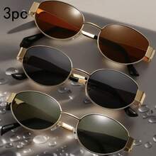 1/3 piezas Gafas de moda ovaladas y pequeñas para mujer, con montura de metal retro en color negro, con accesorios de viaje y playa - Multicolor - Ver 6