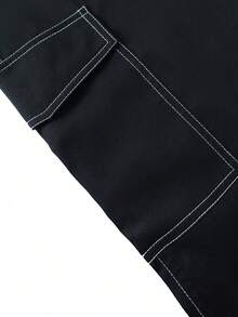 1 件男士加大码春秋多口袋工装裤，休闲通勤户外百搭长裤，秋季 - 黑色 - 查看 4