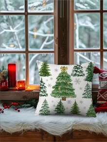 1/2/4 moderne Weihnachtsbaum Kissenbezüge mit Weihnachtsbaum Muster Design, Reißverschluss, maschinenwaschbares Polyestermaterial, perfekt für Wohnzimmer, Schlafzimmer Sofa oder Feiertags Dekoration, 17.7x17.7 Inches