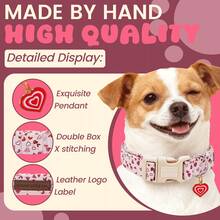 Collar de perro elegante con diseño de cola para el Día de San Valentín, collar ajustable para mascotas con hebilla de liberación rápida y forma de corazón rosa lindo - Rosa vieja - Ver 3