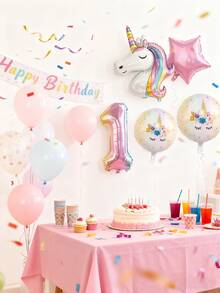 1套32英寸铝箔数字皇冠和独角兽气球套装，渐变色数字气球，适用于生日派对、婴儿派对、结婚纪念日装饰、儿童生日装饰